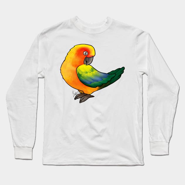 Bird - Conure - Sun Conure Long Sleeve T-Shirt by Jen's Dogs Custom Gifts and Designs
